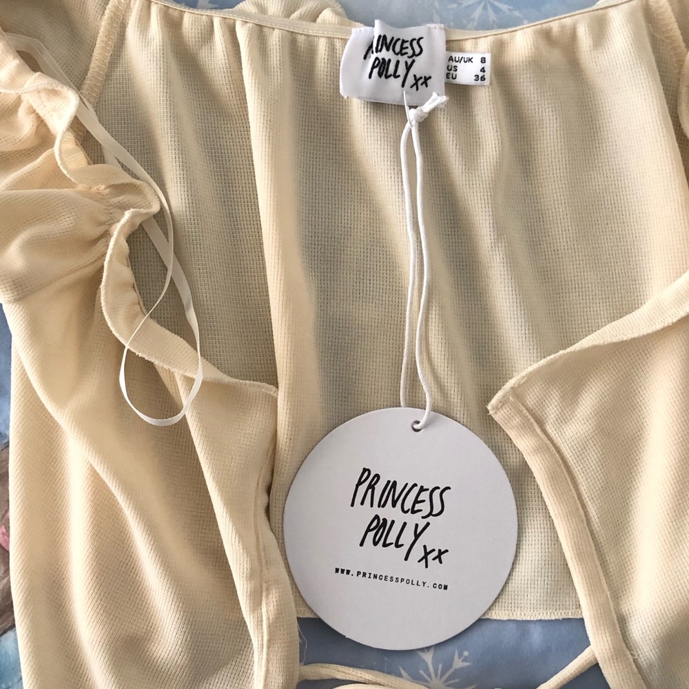 NEW Princess Polly Crop Short Sleeve Lightweight Cardigan Top Front Tie - Picture 4 of 9